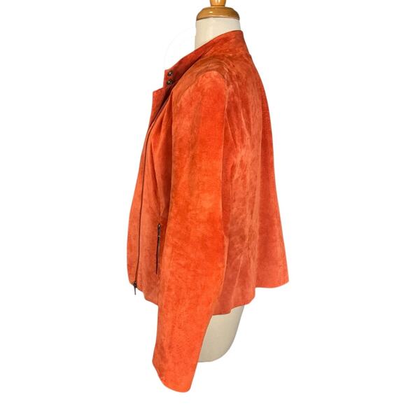 Motto Chic Leather Biker Jacket Alfani Burnt Orange Women’s Large Zip Pockets - Picture 3 of 10